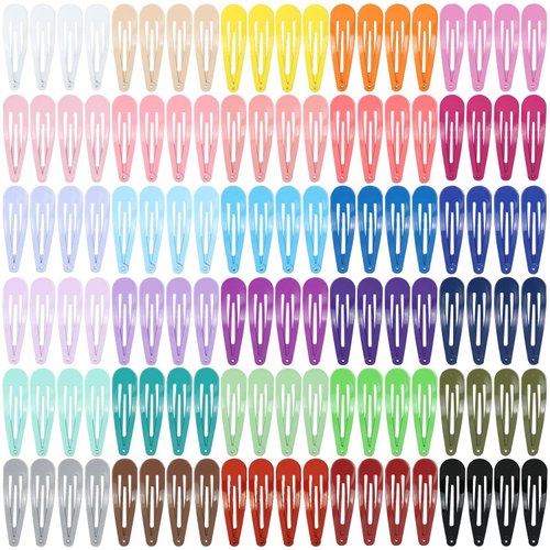 Cinaci 120 Pack in 30 Assorted Candy Color Anti-slip 2" DIY Metal Snap Hair Clips Barrettes Hair Accessories for Toddlers Kids Teens little Girls Women