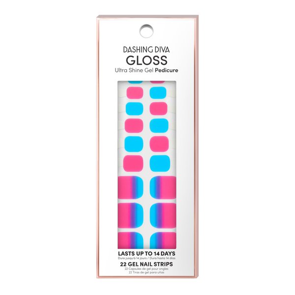 Hot N Cold Dashing Diva Gloss Pedicure Nail Strips - Beachcombers | UV Free, Chip Resistant, Long Lasting Gel Nail Stickers | Contains 32 Nail Wraps, 1 Prep Pad, 1 Nail File