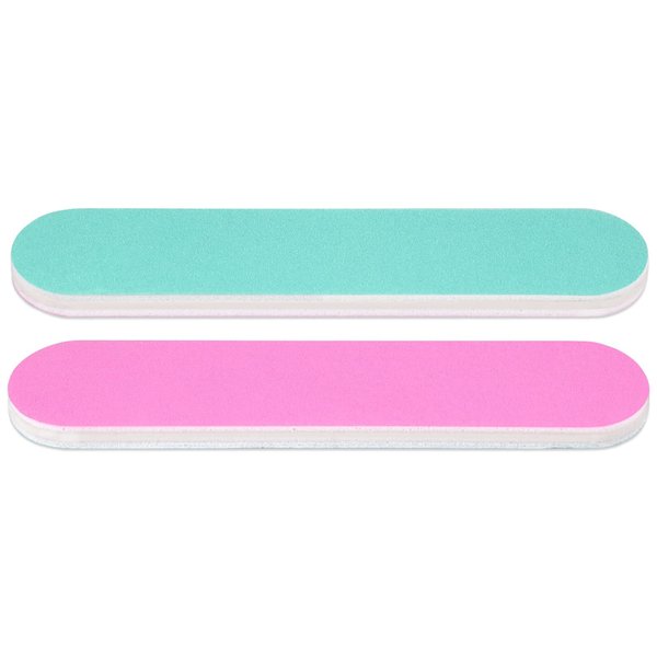 25PCS Mini Size PANA Professional Double Sided Nail Files - Pink&Teal, 180/240 Grit - Emery Board Nail Buffering File Manicure Pedicure Nail Polisher Washable