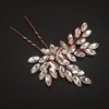 Teyglen Crystal Wedding Hair Pins Rose Gold Rhinestone Bridal Hair Clip Pin Flower Crystal Hair Piece Hair Accessories Jewelry for Women (Rose gold)