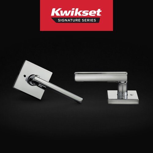 Kwikset Halifax Interior Privacy Door Handle with Lock, Door Lever For Bathroom and Bedroom, Polished Chrome Reversible Keyless Push Button Lock Door Lever