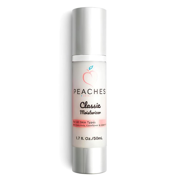 Peaches Skin Care Classic Face Cream Moisturizer (1.7 oz) - Age-defying Hydrating Face Care with Vitamin E, Gotu Kola, Pineapple - Vegan Skin Care Products for All Skin Types