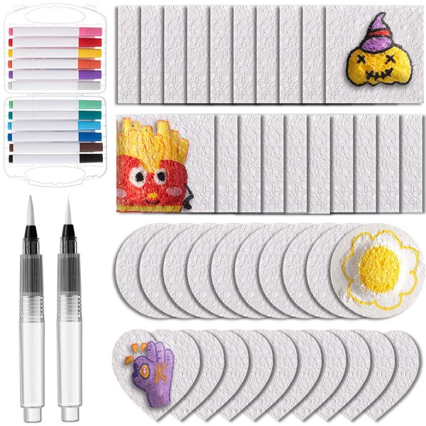 Wonderjune 40 Pcs Foam Texture Painting Paper for Crafts, Magical Puffy ...