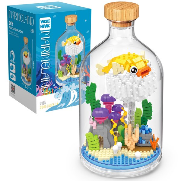 OLTLYUNH Creative Pufferfish Toy Building Set,Adult Mini Animal Friend Set,Party Favors Gift for Kids,Animal Lover Office Home Decor Fishes Building Block,New Year Easter Birthday Gift for Boys Girls