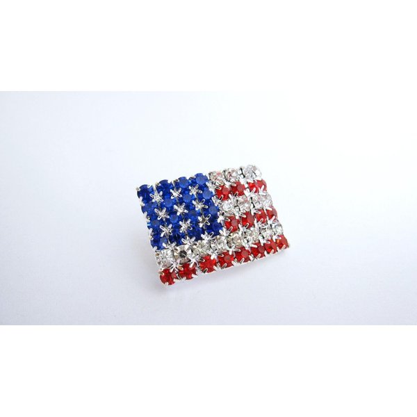 Generic Extra small american flag red white and blue crystal hair clip fine thin hair