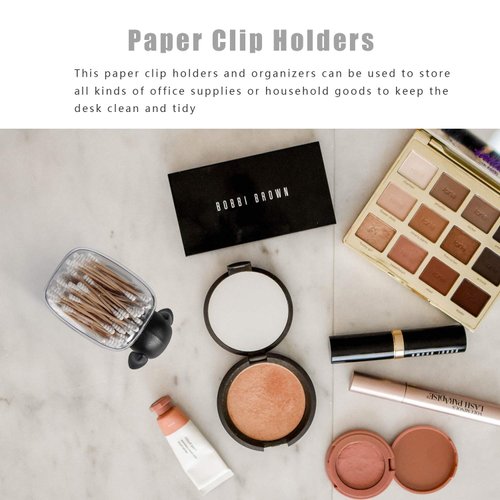 RALIS Paper Clip Holders,Acrylic Paper Clip Holder, Dispensers with 100pcs 28mm Black Paper Clips, for Desk Accessories Organizer (Black)