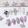 18Pcs Shiny Heart Nail Charms Planet Nail Art Rhinestone with Heart Design Crystal Nail Jewelry Silver Nail Art Charms for Acrylic Nails Heart Shape Nail Gems for Women DIY Manicure Accessories