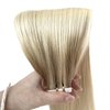 Tape in Hair Extensions Human Hair 22 Inch Ombre Medium Blonde with Platinum Blonde Highlights Human Hair Extensions 50g 20pcs Tape ins Skin Weft Hair Extensions Invisible Glue in Hair Extensions