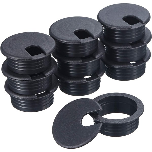 SATINIOR 10 Packs Black Desk Cable Wire Grommet Cord, PC Computer Desk Plastic Grommet Cord, Tidy Cable Hole Cover Organizers (Black,1.5 Inch)