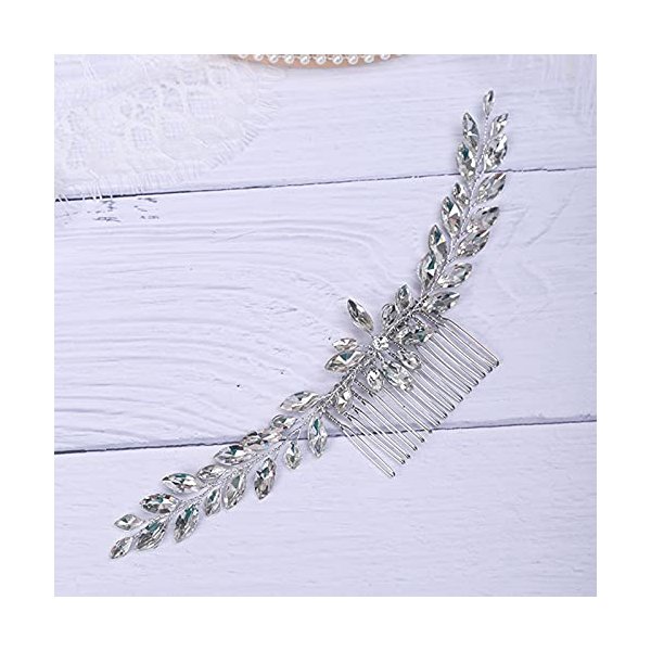 Rumtock Silver Rhinestones Beads Long Hair Comb for Women Girls Wedding Bridal Hair Piece Handmade Boho Hair Accessories