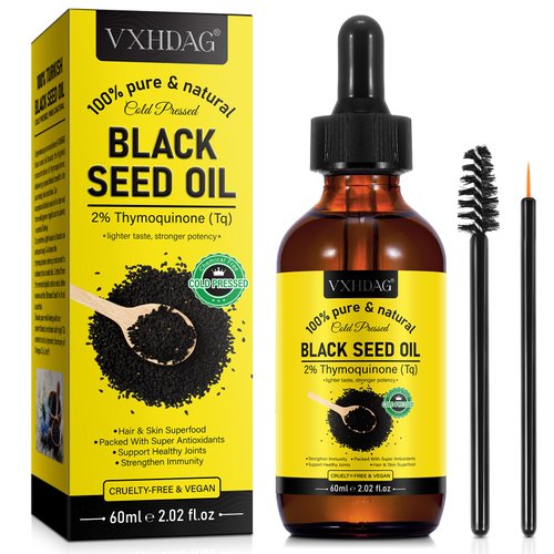Black Seed Oil - 100% Virgin Cold Pressed Premium Black Seed Oil, Omega 3 6 9 Antioxidant, Immune Boost, Joints, Skin & Hair, Glass Bottle 2.02 fl oz