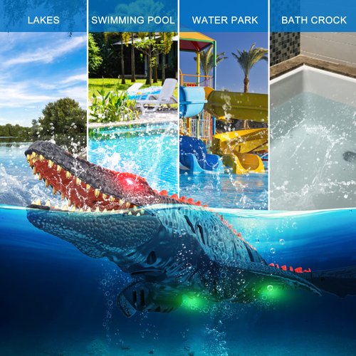 Aomifmik Remote Control Dinosaur Toys for Kids, 2x1000mAh RC Boat Mosasaurus Water Toys for Swimming Pool Bathroom, Birthday Gifts for 3 4 5 6 7 8-12 Year Old Boys Girls Christmas