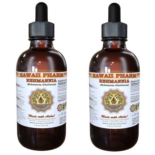 Rehmannia Liquid Extract, Organic Rehmannia (Rehmania Glutinosa) Tincture, Herbal Supplement, Hawaii Pharm, Made in USA, 2x4 fl.oz
