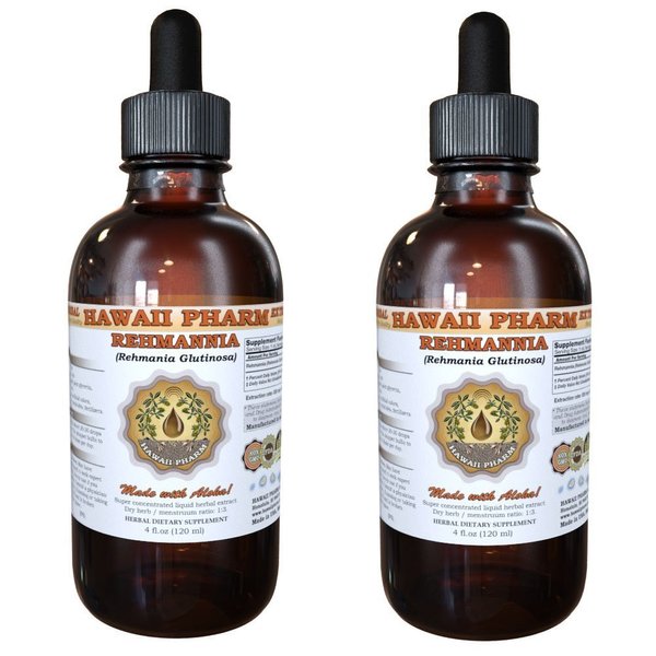 Rehmannia Liquid Extract, Organic Rehmannia (Rehmania Glutinosa) Tincture, Herbal Supplement, Hawaii Pharm, Made in USA, 2x4 fl.oz
