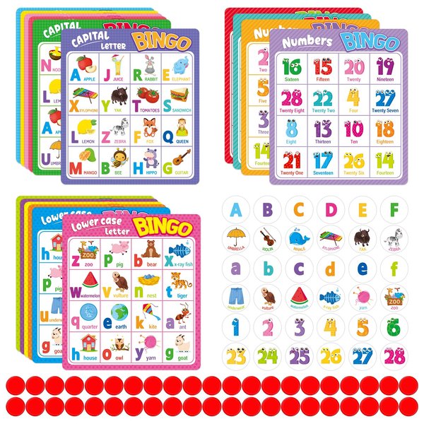 Alphabet Letter Bingo Cards ABC and 123 Number Bingo Cards Uppercase Lowercase Number Bingo Cards ABC Bingo Classroom Home Activity Learning Education Supplies