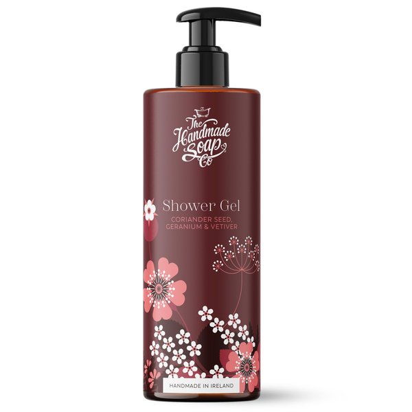 The Handmade Soap Company Shower Gel, Coriander Seed, Geranium, & Vetiver Body Wash, Liquid Bath Soap, Moisturizing Body Wash, Cruelty Free & Vegan Shower Gel, 10 fl oz