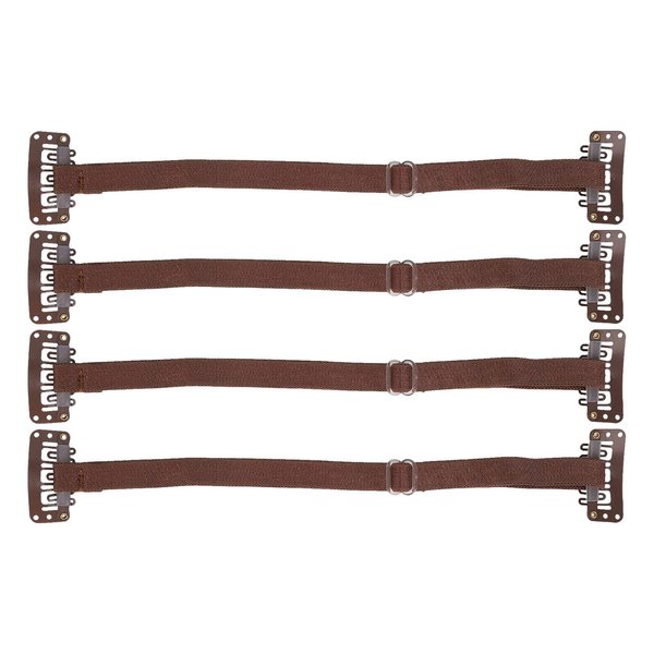 4Pcs Facelift Bands with Clips, Adjustable Elastic Instant Face Lift Band, Invisible Hairpin Face Stretching Lifting Strap, Face Slimming Band, Wrinkles Remove Belt for Face Shaping(Brown)