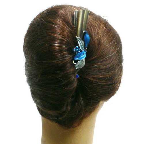 Set of 2 JCGY Flower Metal Alligator Beakclips Duckbill Long Narrow Hair Clips bluePurple For All Hair Type