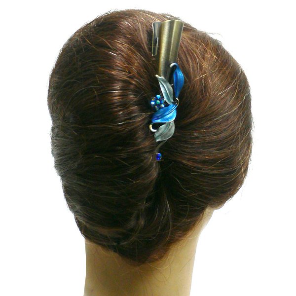 Set of 2 JCGY Flower Metal Alligator Beakclips Duckbill Long Narrow Hair Clips bluePurple For All Hair Type