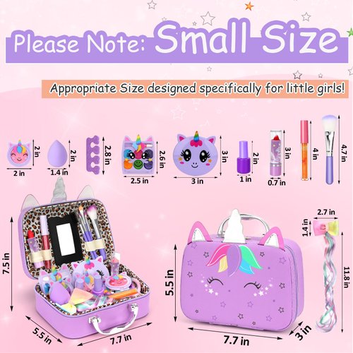 Kids Washable Makeup Girl Toys - Girls Makeup Kit for Kids Make up Set for Kid Little Girls Children Princess Christmas Birthday Gifts Toys for Girls 3 4 5 6 7 8 9 10 11 12 Year Old