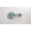 Turquoise blue stone silver metal native barrette hair clip for thin fine hair