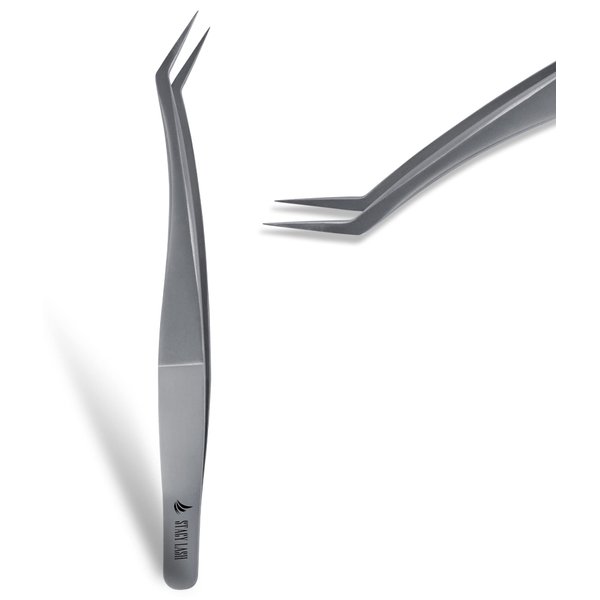 Stacy Lash STL-11 Curved Eyelash Extension Tweezers/Supplies for Classic Extensions & Premade Fans/Precision Tools for Volume False Lashes Application/Beauty Accessories/Eyelashes Tool Applicator