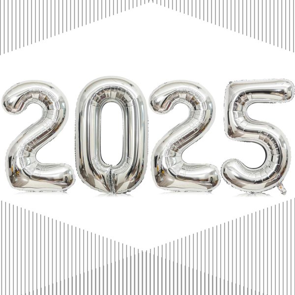 2025 Balloons, 16 Inch Silver 2025 Number Balloons, 2025 Silver Balloons,2025 New Year Silver Balloons for New Year Eve Party Supplies 2025, New Years 2025, Christmas, Graduations Decorations