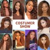 KADOYEE Ombre Brown HD Lace Front Wigs Human Hair Pre Plucked Deep Wave Curly Bob Wigs for Black Women Brazilian Virgin Hair Wigs with Baby Hair 150% Density (14 Inch #1B/33Short Curly Bob Wigs)