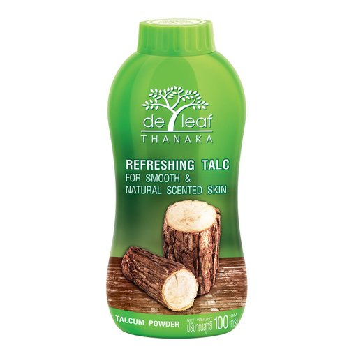 DE LEAF THANAKA Refreshing Talc Smooth and Natural Scented Skin, Talcum Powder Beauty Skincare Face Body Clean Fresh Cooling Sooth Irritation, 100 g 1 Pack Count