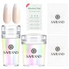Saviland French Tip Nail Stamp – 5PCS Gold Radium Jelly Stamper Nail Art Stamper Kit, Long & Short Clear Silicone Nail Stamping with Scrapers Nail Stamp for French Manicure