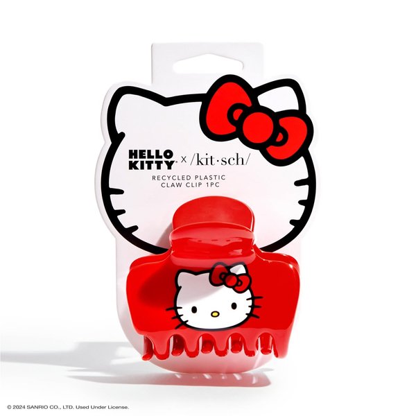 Hello Kitty x Kitsch Recycled Plastic Puffy Medium Hair Clips for Women - Medium Claw Clips for Thin Hair, Claw Hair Clips for Short Hair, Medium Hair Claw Clips for Women, Cute Hair Claws, Kitty Face