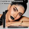 LZXLUKGIR Black Lipstick Halloween Black Lip Liner Lip Kit,Matte Black Lipstick Long Lasting Smudge Proof,Velvet Black Lip Gloss Lip Stain,Non Stick Cup Black Liquid Lip Stick and Lip Pencil for Women