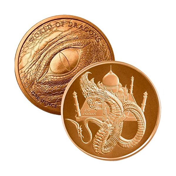 Jig Pro Shop World of Dragons Series 1 oz .999 Pure Copper Round/Challenge Coin (The Indian Dragon)