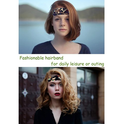 FOZUBOYO 10 Pieces Women African Headband Yoga Non Slip Sweat Hairwrap Boho Print Elastic Turban Sports Workout Running Stretchy Headband for Women Girls Hair Accessories