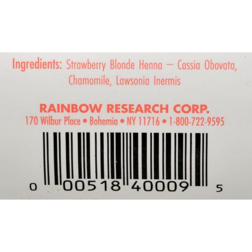 Rainbow Research Henna Hair Color and Conditioner Persian Strawberry Blonde- 4 oz - 100% Botanical Hair Color - Gently coats the hair shaft with 100% organic color