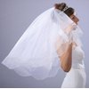 Bridal Wedding White Veil 2 Tiers Elbow Length Scallop Edge With Seed Beads