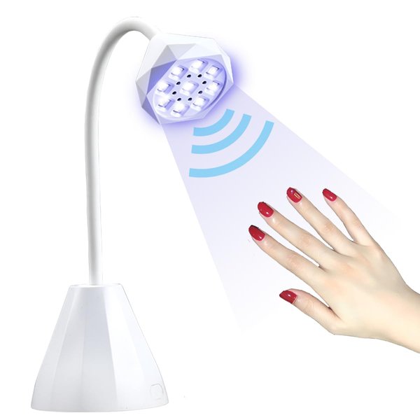 UV LED Nail Lamp with Smart Sensor, Portable Rechargeable Mini Lotus Hands Free Light Rotatable Cordless Nail Dryer Quick Dry Nail Gel Polish Curing Lamp Gooseneck Flash Cure Light for Home & Salon