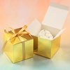 COTOPHER 60pcs Wedding Favor Boxes, Paper Gift Boxes 3x3x3 Inches Small Gift Boxes with Ribbons Small Boxes for Gifts, Crafting, Cupcake, Candy, Bridesmaid Proposal Boxes (Metallic Gold)