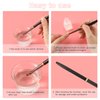 2pcs Nail Clean Up Brushes, Round&Angled Nail Brushes for Cleaning Polish Metal Nail Brushes Set for Nail Art Acrylic Gel Polish (Black)