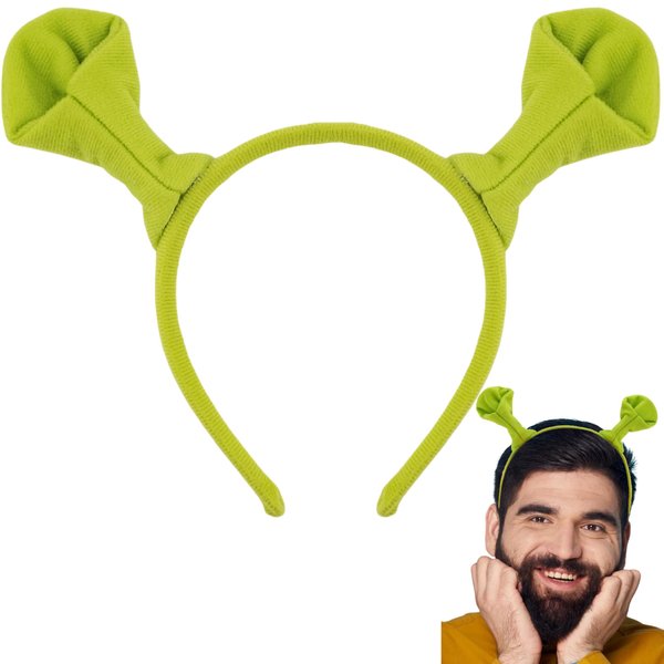 DaliDali Green Monster Headband with Ears, Monster Ears Headband, Hairband Up for Makeup Face Washing Halloween Cosplay Birthdays Parties, 1 Count
