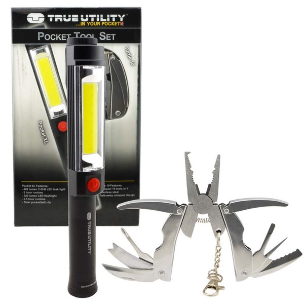 True Utility Flashlight Multitool Set 400 Lumen Task Light and 10 in 1 Multi Tool