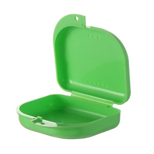 AKOAK 2 Pcs Oral Protection Storage Case, Denture Storage Case, with Vent Hole, Suitable for Office, Travel, Home - Light and Small, Snap-Tight Retainer Holds (Green)