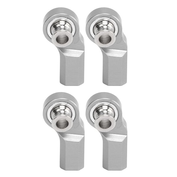 VBESTLIFE RC Car Rod End, 4PCS Aluminium Alloy Steel RC Car Rod End Bend M3 RC Car Steering Rod Head Vehicle Scale Accessories for SCX10 1/10 Car Model (Silver)