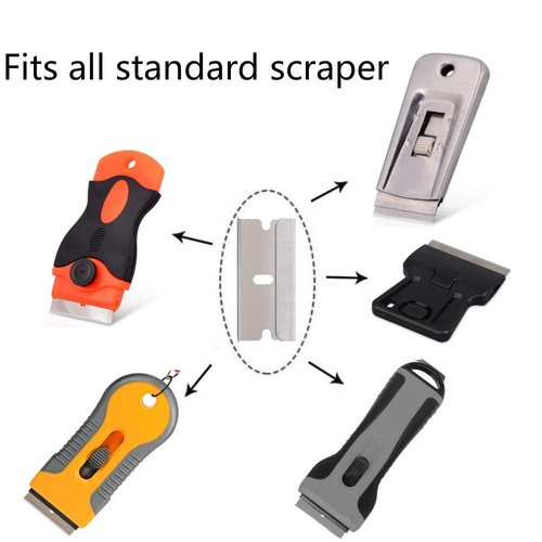 EHDIS 100pcs Razor Blades Single Edge Stainless Steel Razor Blades for Standard Scraper Tool, Safety Straight Edge Razor Scraper Blades, Paint Scraper Box Cutter Razor Blade,Industrial Razor Blades