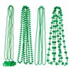 Whaline St. Patrick's Day Party Favor Set Include 12 Green Rubber Wristbands bracelet, 12 Shamrock Necklace and 70 Piece Temporary Tattoo Sticker for St. Patrick Irish Party Supplies Decorations
