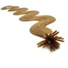 25 Strands Wavy Body Wave Micro Ring Links Locks Beads Keratin Stick I Tipped Pre Bonded Human Hair Extensions Color (# 16 Honey Blonde)