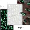 Luminous Halloween Nail Art Stickers Glow in Dark Spider Ghost Skull Nail Decals 3D Self-Adhesive White Skeleton Bone Spooky Nail Stickers Halloween Charms Supplies DIY Nail Decorations 8Sheets
