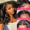 Kiqibeauty Bob Wig Human Hair Glueless Wigs Pre Plucked Pre Cut Short Wavy Wig 5x5 Body Wave Lace Front Wigs for Black Women (22 Inch, Body Wave)