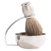 Bey-Berk BB13 Chrome Plated & Satin Finished Soap Dish with Pure Badger Brush, Grey