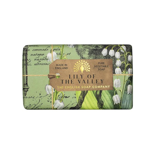 The English Soap Company Anniversary Wrapped Soap Bar, Luxury Lily Shea Butter Soap Bar, Moisturising Soap Bar for Face and Body, Lily of the Valley Scent 190g